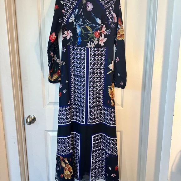Annah Hariri  Modest Chiffon Navy Scarf Full Length/Coverage Maxi Dress, Size 6 - Picture 11 of 13